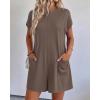 imageBTFBM Rompers for Women Summer 2026 Casual Dressy One Piece Shorts Tshirt Pants Jumpsuit Beach Vacation Clothes OutfitCoffee