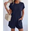 imageBTFBM Rompers for Women Summer 2026 Casual Dressy One Piece Shorts Tshirt Pants Jumpsuit Beach Vacation Clothes OutfitNavy Blue