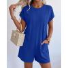 imageBTFBM Rompers for Women Summer 2026 Casual Dressy One Piece Shorts Tshirt Pants Jumpsuit Beach Vacation Clothes OutfitRoyal Blue