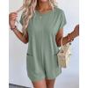 imageBTFBM Rompers for Women Summer 2026 Casual Dressy One Piece Shorts Tshirt Pants Jumpsuit Beach Vacation Clothes OutfitSage Green