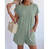 imageBTFBM Rompers for Women Summer 2026 Casual Dressy One Piece Shorts Tshirt Pants Jumpsuit Beach Vacation Clothes OutfitSage Green
