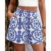 imageBTFBM Spring Summer Shorts for Women Dressy Casual High Waisted Wide Leg Floral Boho Shorts 2026 Beach Vacation ClothesBlue