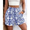 imageBTFBM Spring Summer Shorts for Women Dressy Casual High Waisted Wide Leg Floral Boho Shorts 2026 Beach Vacation ClothesBlue