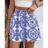 imageBTFBM Spring Summer Shorts for Women Dressy Casual High Waisted Wide Leg Floral Boho Shorts 2026 Beach Vacation ClothesBlue