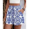 imageBTFBM Spring Summer Shorts for Women Dressy Casual High Waisted Wide Leg Floral Boho Shorts 2026 Beach Vacation ClothesBlue