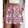 imageBTFBM Spring Summer Shorts for Women Dressy Casual High Waisted Wide Leg Floral Boho Shorts 2026 Beach Vacation ClothesBurgundy
