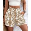 imageBTFBM Spring Summer Shorts for Women Dressy Casual High Waisted Wide Leg Floral Boho Shorts 2026 Beach Vacation ClothesKhaki