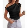 imageBTFBM Spring Tops for Women Trendy Off The Shoulder Top Sleeveless Ruched Going Out Solid Tank Blouses Fashion ClothingBlack