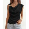 imageBTFBM Spring Tops for Women Trendy Off The Shoulder Top Sleeveless Ruched Going Out Solid Tank Blouses Fashion ClothingBlack