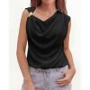 imageBTFBM Spring Tops for Women Trendy Off The Shoulder Top Sleeveless Ruched Going Out Solid Tank Blouses Fashion ClothingBlack