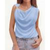 imageBTFBM Spring Tops for Women Trendy Off The Shoulder Top Sleeveless Ruched Going Out Solid Tank Blouses Fashion ClothingLight Blue