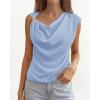 imageBTFBM Spring Tops for Women Trendy Off The Shoulder Top Sleeveless Ruched Going Out Solid Tank Blouses Fashion ClothingLight Blue