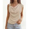 imageBTFBM Spring Tops for Women Trendy Off The Shoulder Top Sleeveless Ruched Going Out Solid Tank Blouses Fashion ClothingLight Khaki