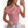 imageBTFBM Spring Tops for Women Trendy Off The Shoulder Top Sleeveless Ruched Going Out Solid Tank Blouses Fashion ClothingPink