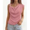 imageBTFBM Spring Tops for Women Trendy Off The Shoulder Top Sleeveless Ruched Going Out Solid Tank Blouses Fashion ClothingPink