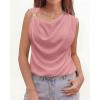 imageBTFBM Spring Tops for Women Trendy Off The Shoulder Top Sleeveless Ruched Going Out Solid Tank Blouses Fashion ClothingPink