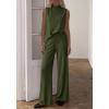 imageBTFBM Summer 2 Piece Lounge Sets For Women Sleeveless Mock Neck Top Wide Leg Pants Spring Vacation Airport Travel OutfitsArmy Green