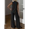 imageBTFBM Summer 2 Piece Lounge Sets For Women Sleeveless Mock Neck Top Wide Leg Pants Spring Vacation Airport Travel OutfitsBlack