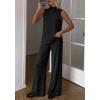 imageBTFBM Summer 2 Piece Lounge Sets For Women Sleeveless Mock Neck Top Wide Leg Pants Spring Vacation Airport Travel OutfitsBlack