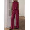 imageBTFBM Summer 2 Piece Lounge Sets For Women Sleeveless Mock Neck Top Wide Leg Pants Spring Vacation Airport Travel OutfitsBurgundy