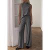 imageBTFBM Summer 2 Piece Lounge Sets For Women Sleeveless Mock Neck Top Wide Leg Pants Spring Vacation Airport Travel OutfitsDark Grey