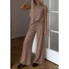 imageBTFBM Summer 2 Piece Lounge Sets For Women Sleeveless Mock Neck Top Wide Leg Pants Spring Vacation Airport Travel OutfitsKhaki