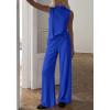 imageBTFBM Summer 2 Piece Lounge Sets For Women Sleeveless Mock Neck Top Wide Leg Pants Spring Vacation Airport Travel OutfitsRoyal Blue