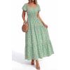 imageBTFBM Summer Dress for Women 2026 Spring Floral Short Sleeve Square Neck Casual Flowy ALine Smocked Tiered Maxi DressesFloral Green