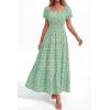 imageBTFBM Summer Dress for Women 2026 Spring Floral Short Sleeve Square Neck Casual Flowy ALine Smocked Tiered Maxi DressesFloral Green
