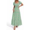 imageBTFBM Summer Dress for Women 2026 Spring Floral Short Sleeve Square Neck Casual Flowy ALine Smocked Tiered Maxi DressesFloral Green