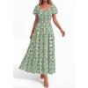 imageBTFBM Summer Dress for Women 2026 Spring Floral Short Sleeve Square Neck Casual Flowy ALine Smocked Tiered Maxi DressesFloral Green White