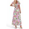 imageBTFBM Summer Dress for Women 2026 Spring Floral Short Sleeve Square Neck Casual Flowy ALine Smocked Tiered Maxi DressesFloral White Multicolor