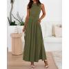 imageBTFBM Summer Maxi Dresses for Women 2026 Spring Sleeveless Casual Ruched High Waisted Long Sundress Flowy Beach DressArmy Green