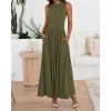 imageBTFBM Summer Maxi Dresses for Women 2026 Spring Sleeveless Casual Ruched High Waisted Long Sundress Flowy Beach DressArmy Green