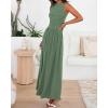imageBTFBM Summer Maxi Dresses for Women 2026 Spring Sleeveless Casual Ruched High Waisted Long Sundress Flowy Beach DressBean Green