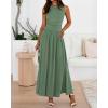 imageBTFBM Summer Maxi Dresses for Women 2026 Spring Sleeveless Casual Ruched High Waisted Long Sundress Flowy Beach DressBean Green