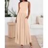 imageBTFBM Summer Maxi Dresses for Women 2026 Spring Sleeveless Casual Ruched High Waisted Long Sundress Flowy Beach DressBeige