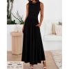 imageBTFBM Summer Maxi Dresses for Women 2026 Spring Sleeveless Casual Ruched High Waisted Long Sundress Flowy Beach DressBlack