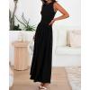 imageBTFBM Summer Maxi Dresses for Women 2026 Spring Sleeveless Casual Ruched High Waisted Long Sundress Flowy Beach DressBlack