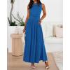imageBTFBM Summer Maxi Dresses for Women 2026 Spring Sleeveless Casual Ruched High Waisted Long Sundress Flowy Beach DressBlue