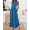 imageBTFBM Summer Maxi Dresses for Women 2026 Spring Sleeveless Casual Ruched High Waisted Long Sundress Flowy Beach DressBlue
