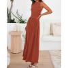 imageBTFBM Summer Maxi Dresses for Women 2026 Spring Sleeveless Casual Ruched High Waisted Long Sundress Flowy Beach DressBrick Red