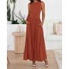 imageBTFBM Summer Maxi Dresses for Women 2026 Spring Sleeveless Casual Ruched High Waisted Long Sundress Flowy Beach DressBrick Red