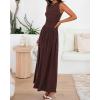 imageBTFBM Summer Maxi Dresses for Women 2026 Spring Sleeveless Casual Ruched High Waisted Long Sundress Flowy Beach DressCoffee