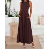 imageBTFBM Summer Maxi Dresses for Women 2026 Spring Sleeveless Casual Ruched High Waisted Long Sundress Flowy Beach DressCoffee