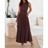 imageBTFBM Summer Maxi Dresses for Women 2026 Spring Sleeveless Casual Ruched High Waisted Long Sundress Flowy Beach DressCoffee