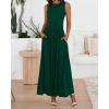 imageBTFBM Summer Maxi Dresses for Women 2026 Spring Sleeveless Casual Ruched High Waisted Long Sundress Flowy Beach DressDark Green