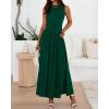 imageBTFBM Summer Maxi Dresses for Women 2026 Spring Sleeveless Casual Ruched High Waisted Long Sundress Flowy Beach DressDark Green