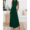 imageBTFBM Summer Maxi Dresses for Women 2026 Spring Sleeveless Casual Ruched High Waisted Long Sundress Flowy Beach DressDark Green
