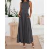 imageBTFBM Summer Maxi Dresses for Women 2026 Spring Sleeveless Casual Ruched High Waisted Long Sundress Flowy Beach DressDark Grey